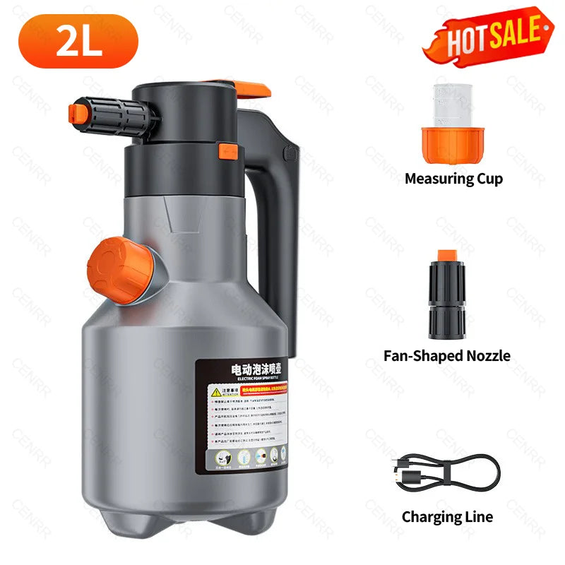 CENRR 2L Electric Foam Sprayer Professional Motorized  Foam Gun Handheld Car Wash Sprayer for Car Snow Cannon Car Accessories