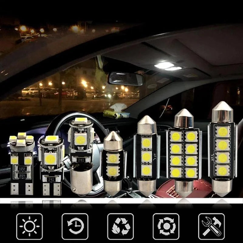 New Design Car Interior Lights Universal Auto Lamps T10 T5  Festoon 31 36 41mm Dome License Plate Trunk Lights Combo Light Bulbs