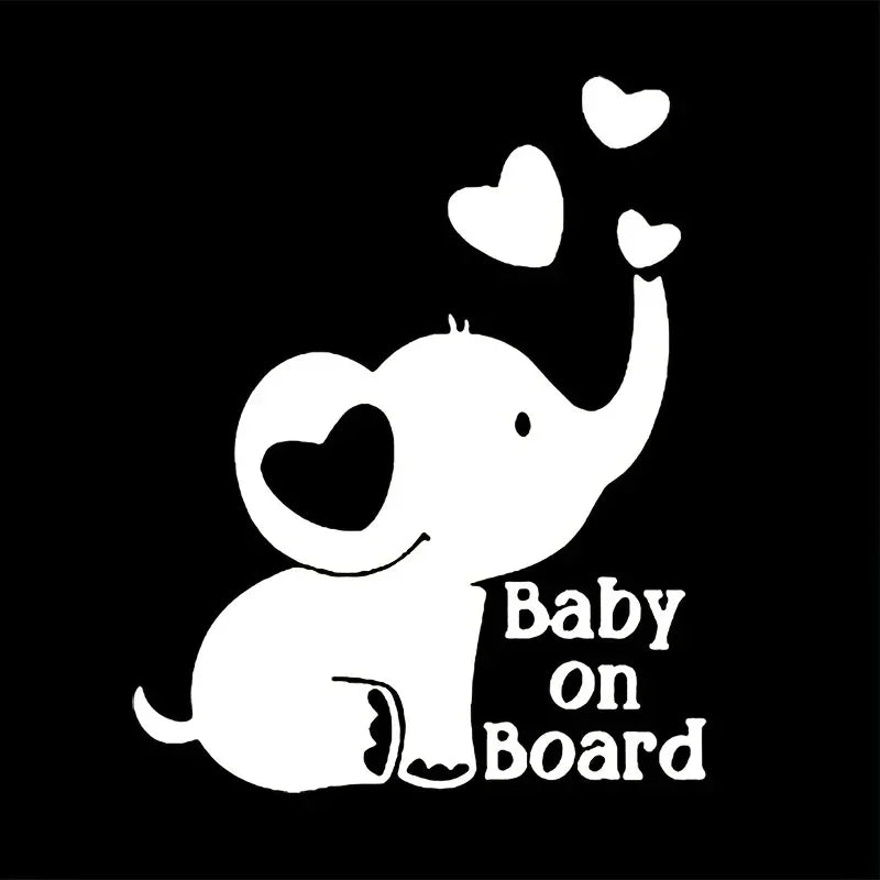 Elephant  Baby On Board Creative Reflective Car Sticker Sticker Car Window Rear Glass Decoration Laptop Sticker