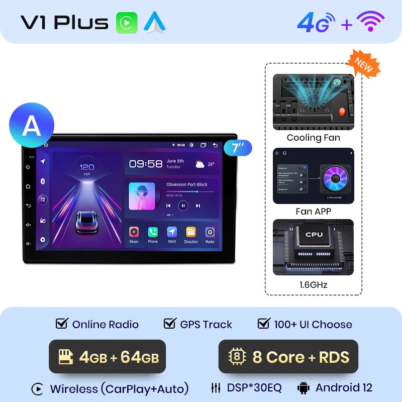 Junsun 7" 9" Universal CarPlay Android Auto Radio for VW Volkswagen Fiat Renault Nissan Hyundai 4G Wifi Car Multimedia autoradio