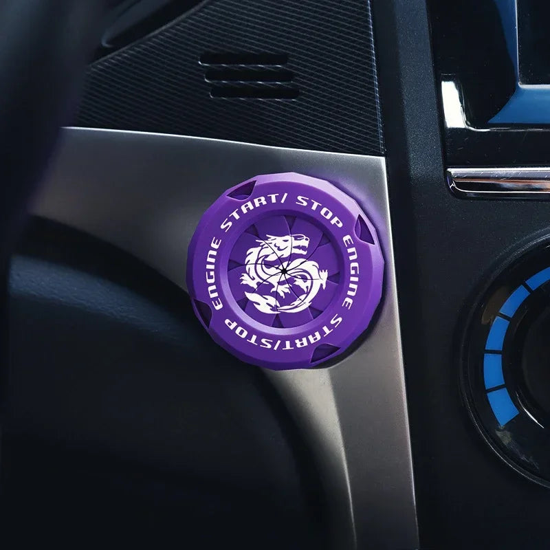 Car One-touch Start Stop Button Cover Decorative Ring Creative Knob Ignition Switch Modified Universal Printed Protective Cover