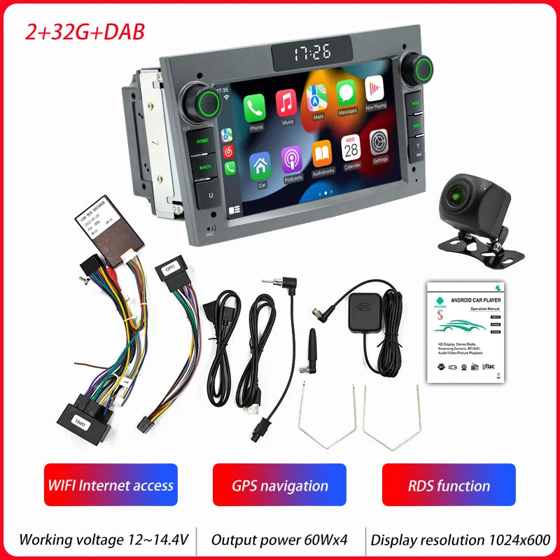BQCC Car Radio Multimedia for Opel Astra H 2004 Vectra Vauxhall Antara Zafira Corsa  Vivaro Meriva Veda Wireless CarPlay Auto