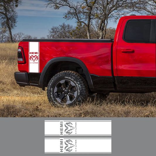 Pickup Stickers For Dodge Ram 1500 2500 Hemi Rebel 5.7 Liter Truck Back Door Side Custom Decal Vinyl Cover Auto Accessories