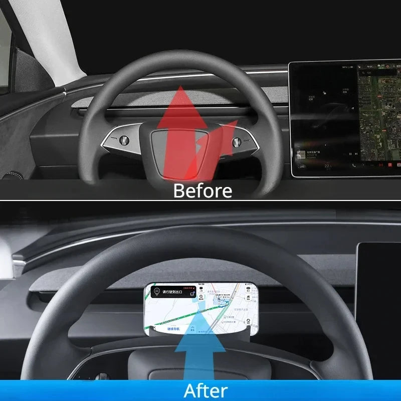 Steering Wheel Storage Box for Tesla Model 3+ Silicone Mobile Phone Holder Glasses Case for New Model3 Highland 2024 Accessories