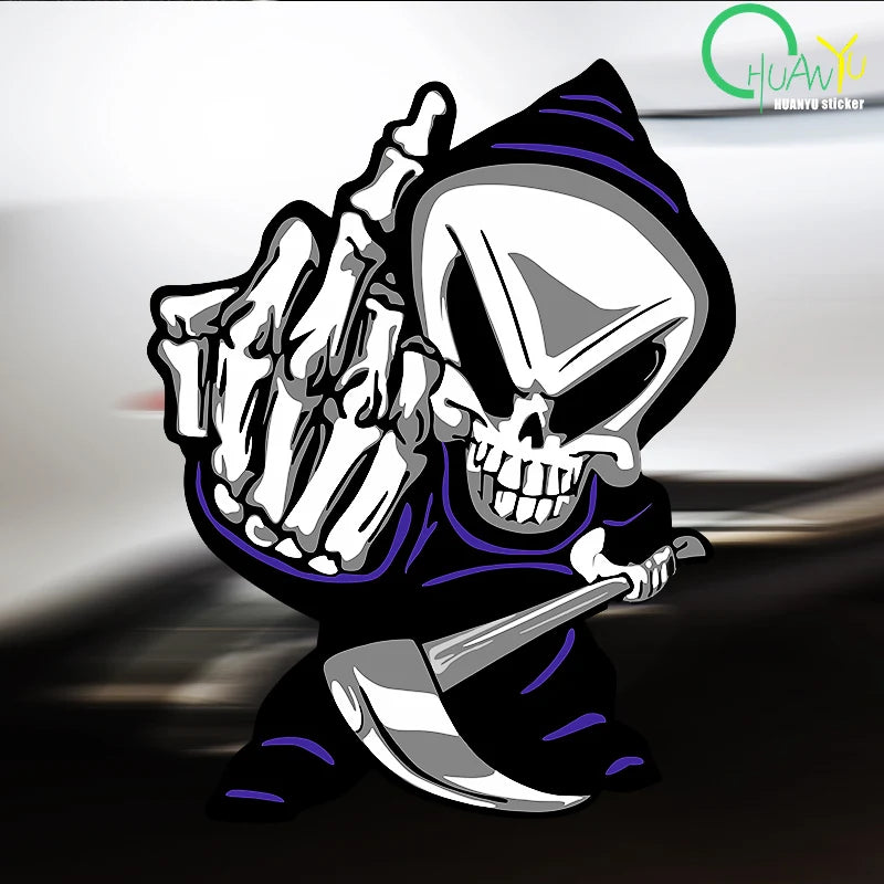 Skull Middle Finger Funny Car Stickers Car Window Decorative Sticker Skull Decal for Car Decoration