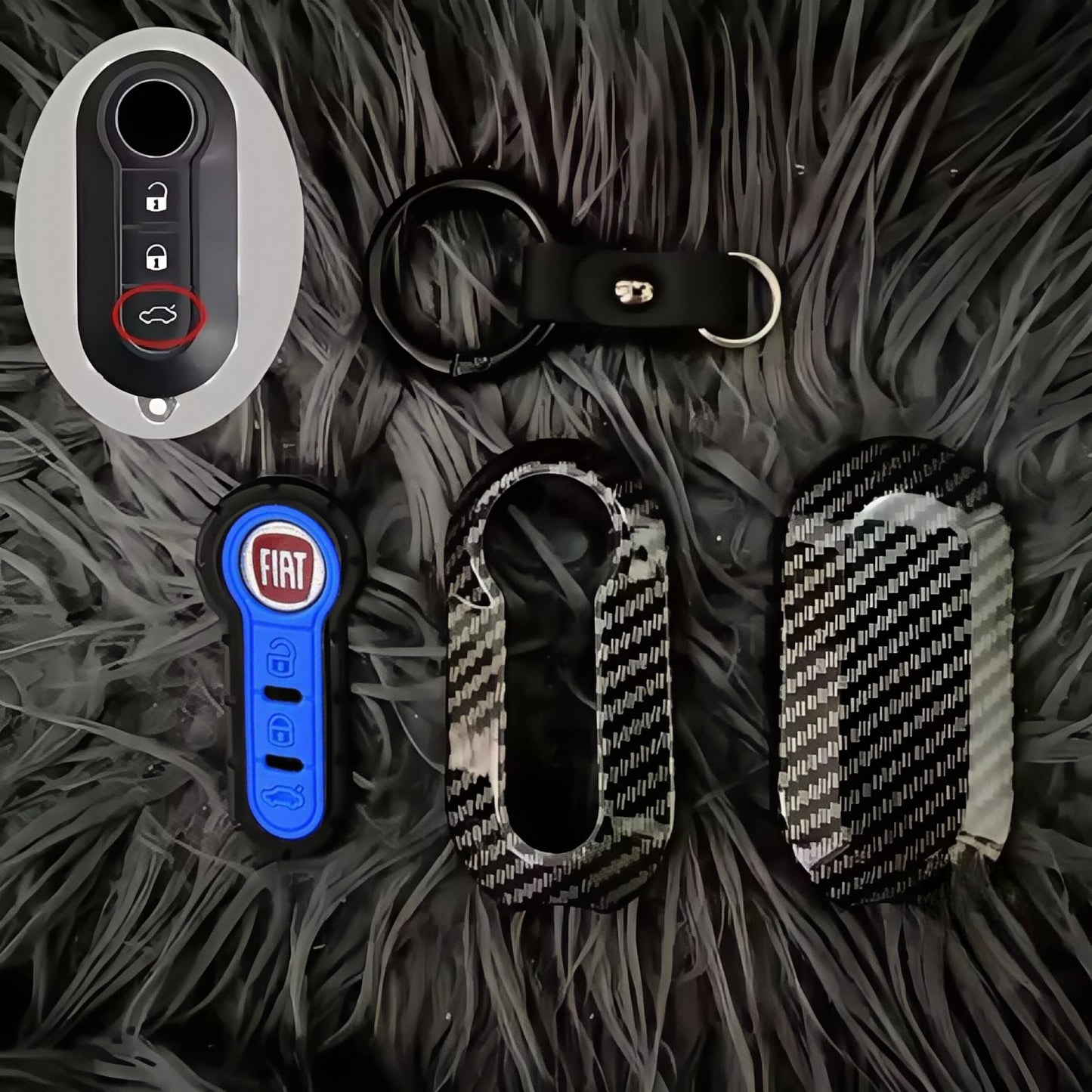 Carbon Abs Car Key Fob Shell Cover for FIAT 500 500L 500X Abarth 3-Button Folding Key