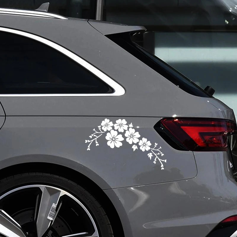 Flower Blossom Decal Car Stickers Auto Window Bumper Door Scratch Cover Decals Car Motorcycle Vinyl Stickers Exterior Decoration