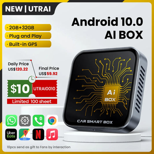 UTRAI Wireless Carplay&Android Auto Magic Box Smart Car Play Streaming Box Plug and Play for OEM Wired CarPlay Android Auto Cars
