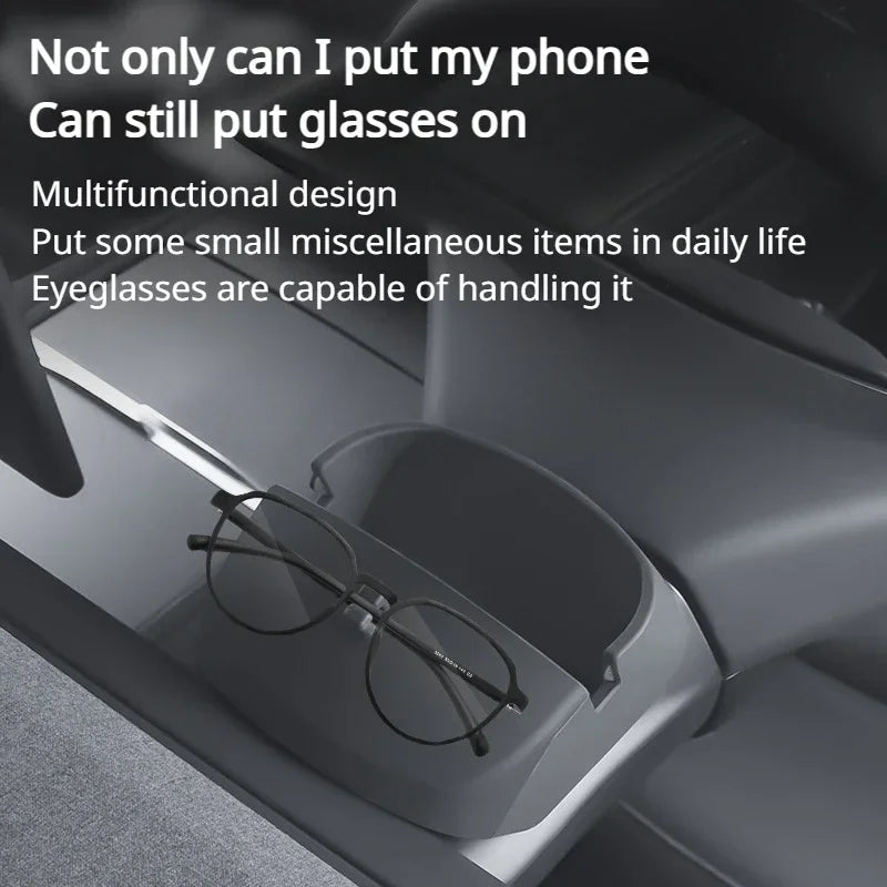 Steering Wheel Storage Box for Tesla Model 3+ Silicone Mobile Phone Holder Glasses Case for New Model3 Highland 2024 Accessories
