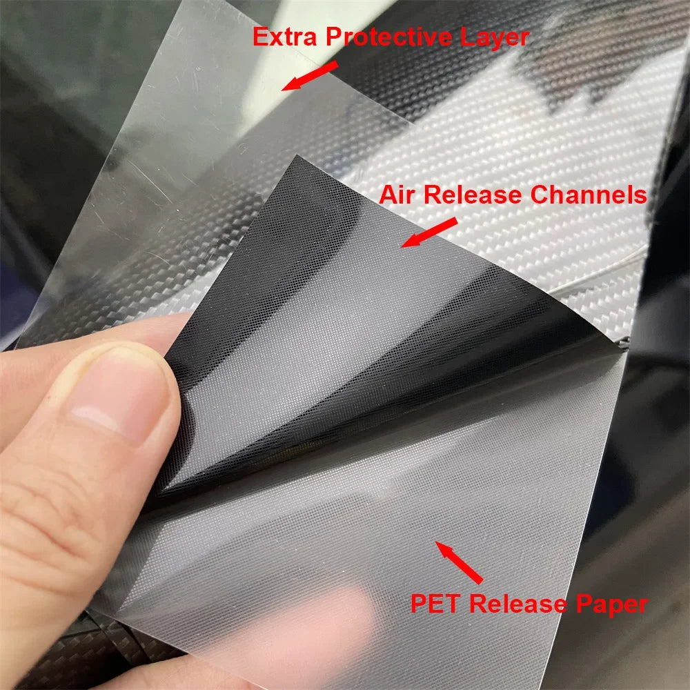 PET Ultra Glossy Carbon Fiber Vinyl Car Wrap Film Stickers Motorcycle Decal Air Bubble Free For Vehicle Wraps