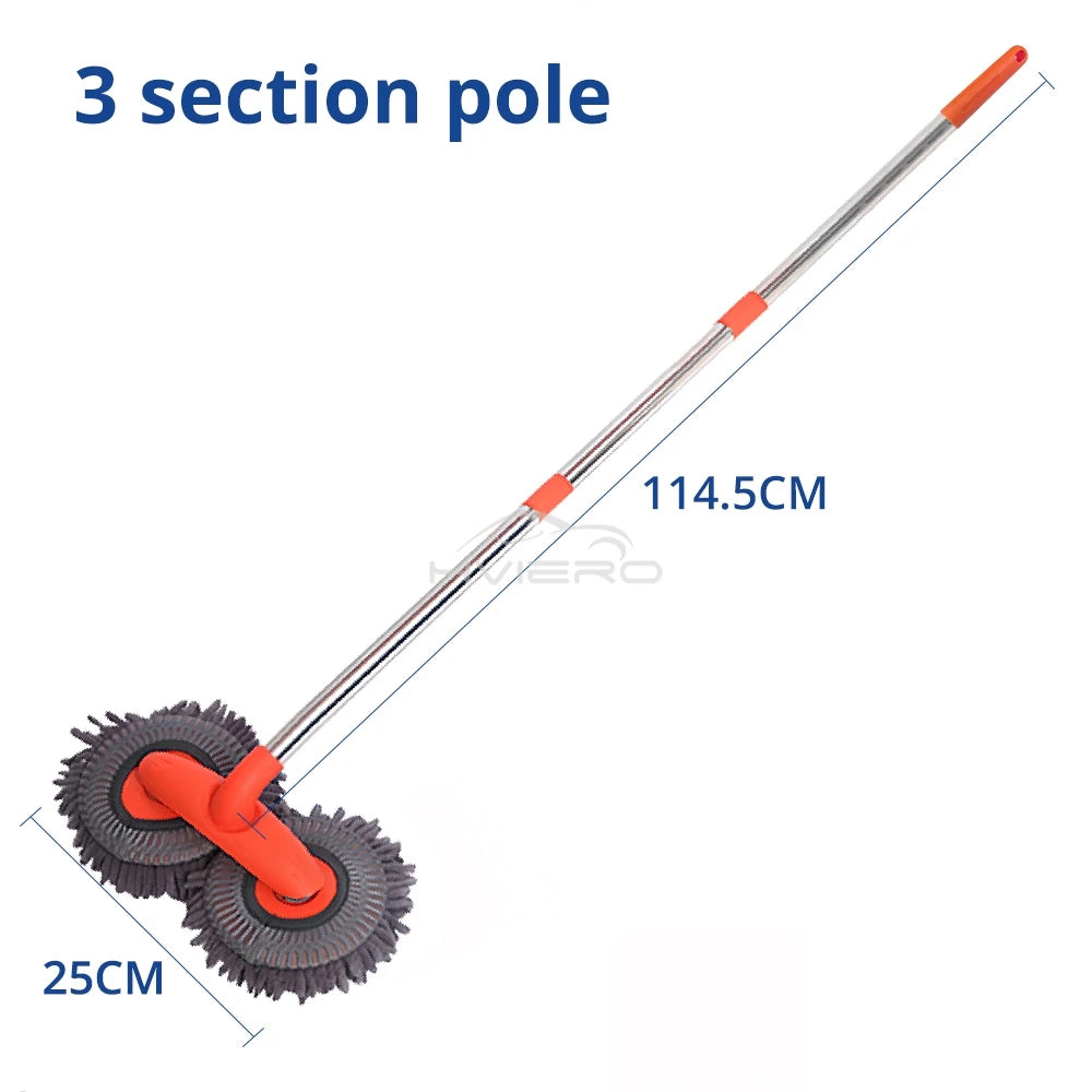 1pcs Multipurpose Car Cleaning Brush Washer Mop Chenille Double Brushs Head Roof Window Clean Three-Section Telescopic Wash Tool