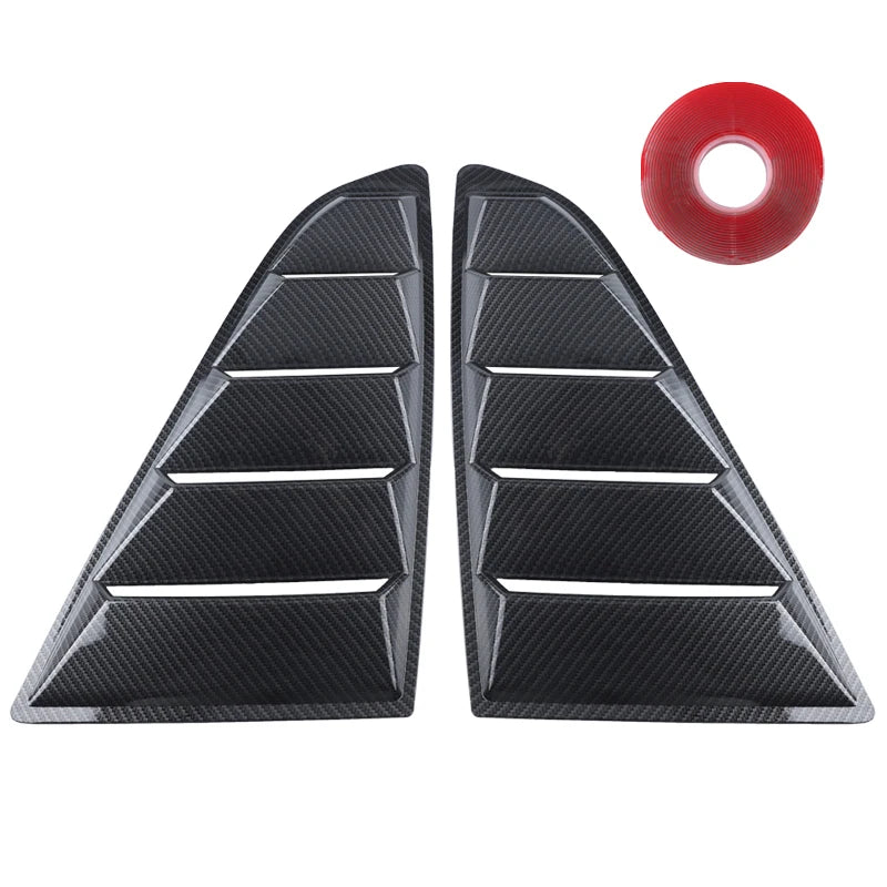 For Ford Mustang 2015-2020 Car Rear Louver Window Side Shutter Cover Trim Sticker Vent Scoop ABS Carbon Fiber Black Accessories