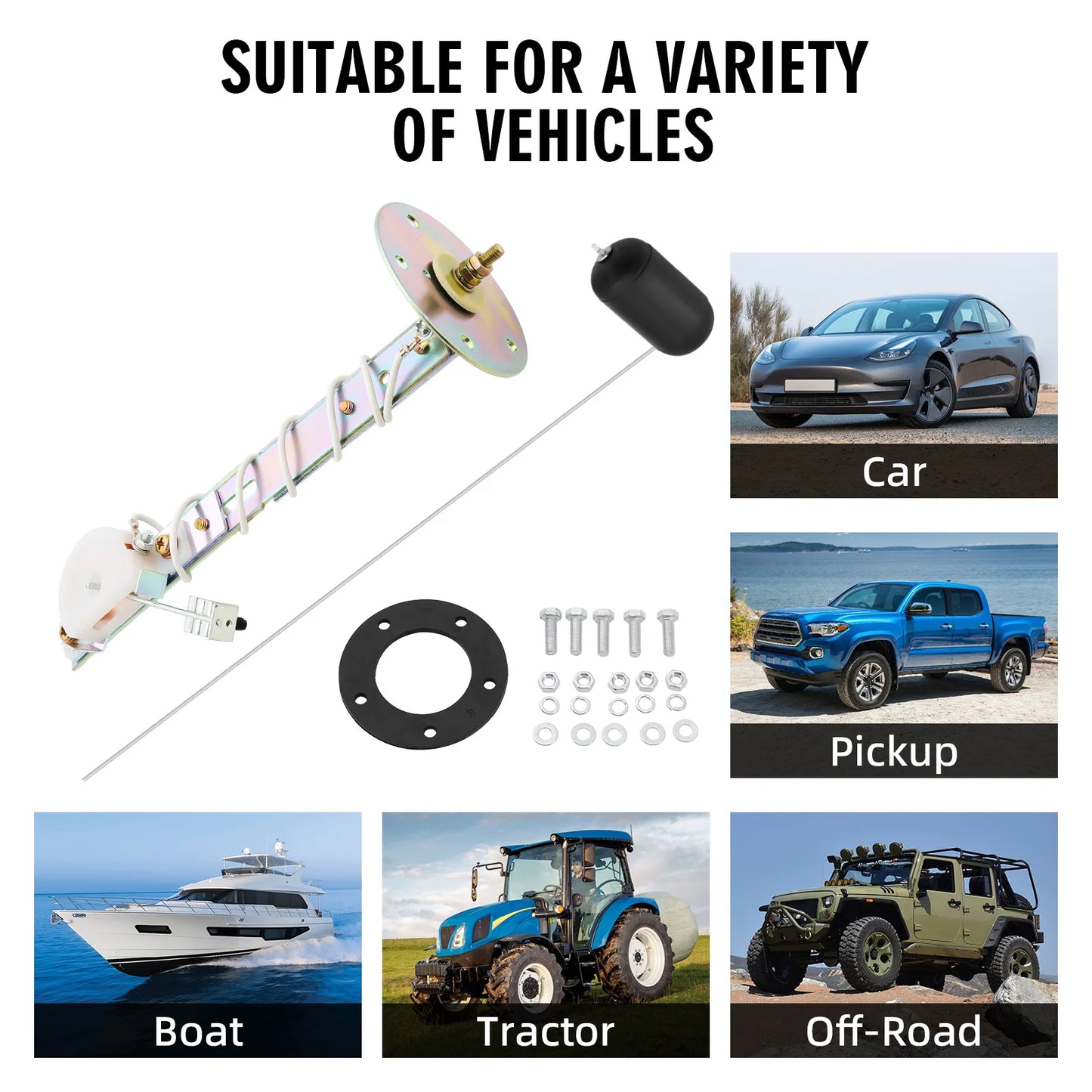 0 ohms Empty 190 ohms Full Fuel Level Sensor / Water Level Stainless Steel Sensor For Auto Car Boat Gauge Tank Level Indicato