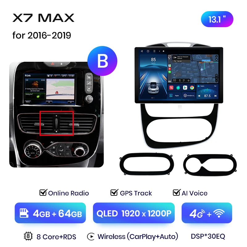 Junsun X7 MAX 13.1“ 2K AI Voice Wireless CarPlay Android Auto Car Radio For Renault Clio 4 ZOE 2012-2019 Multimedia autoradio