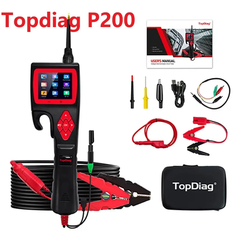 JDiag Topdiag P200 Car Electrical Circuit Analyzer Power Probe Kit Oscilloscope Injector Tester Digital Diagnostic Tool