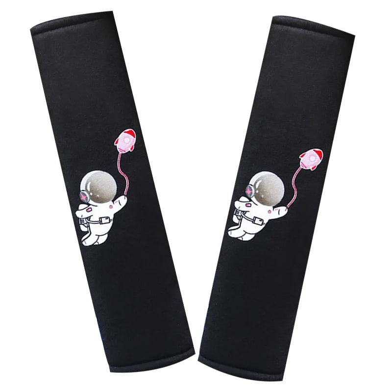 2pcs Car Soft Seat Belt Covers Cute Astronaut Shoulder Pad Plush Safety Belts Shoulder Protection For Adults Kids Accessories