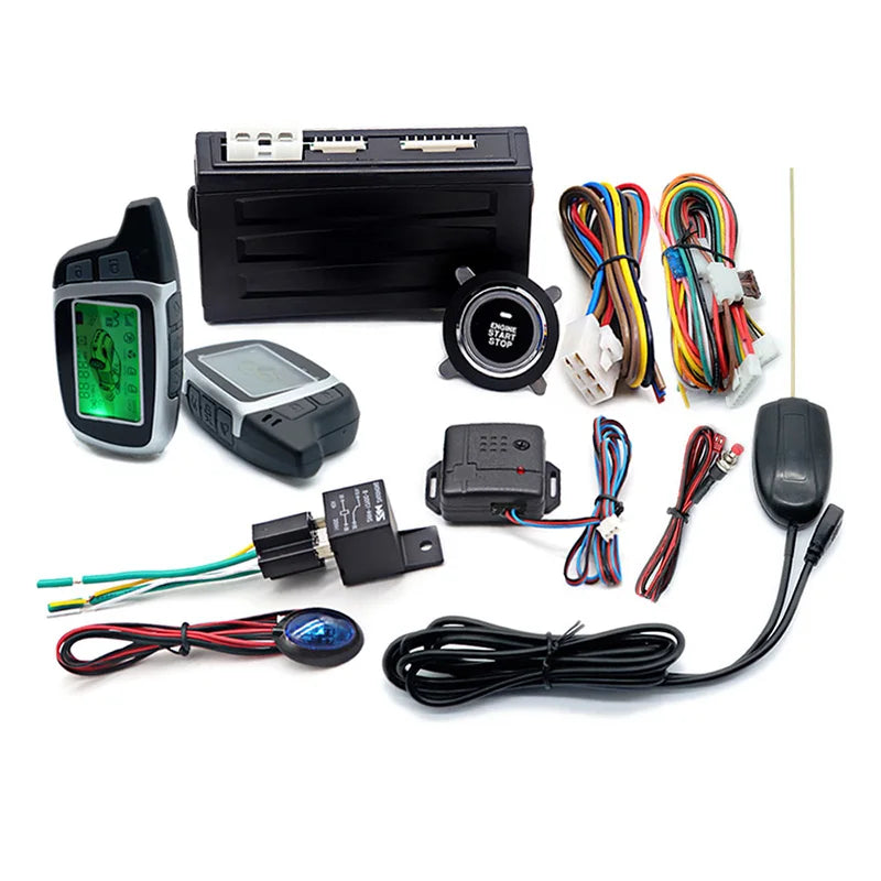 Car Alarm With Autostart Push One Button Auto Start Stop Keyless Entry System Smart Key Remote Start Kit Automotive Accessories