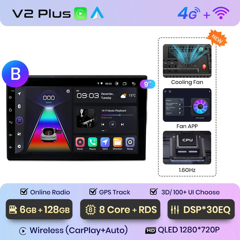 Junsun 7" 9" Universal CarPlay Android Auto Radio for VW Volkswagen Fiat Renault Nissan Hyundai 4G Wifi Car Multimedia autoradio