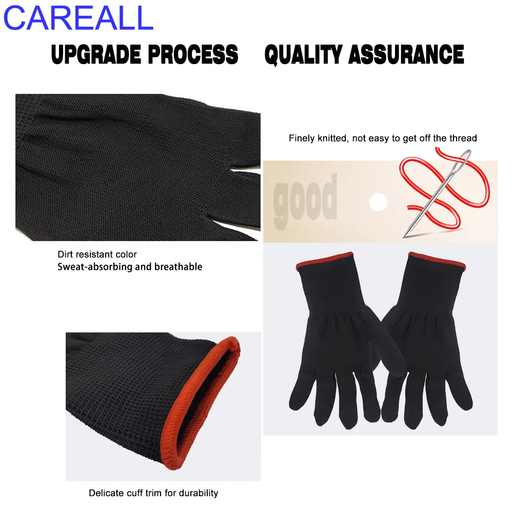 CAREALL 12 Pairs Wrap Gloves Window Film Tint Vinyl Applicator Tool Anti-Static Auto Nylon Labour Work Gloves