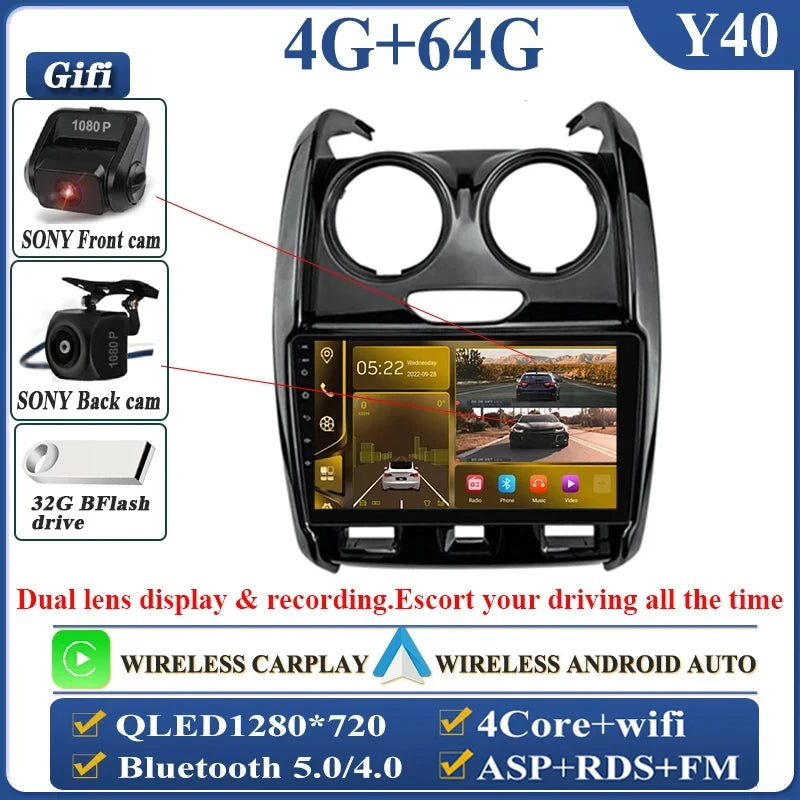 Android Auto For Renault Duster D 2015 2016 2017 2018 2019 2020 Lada Largus 2021 Car Radio Multimedia Player Stereo Navigation