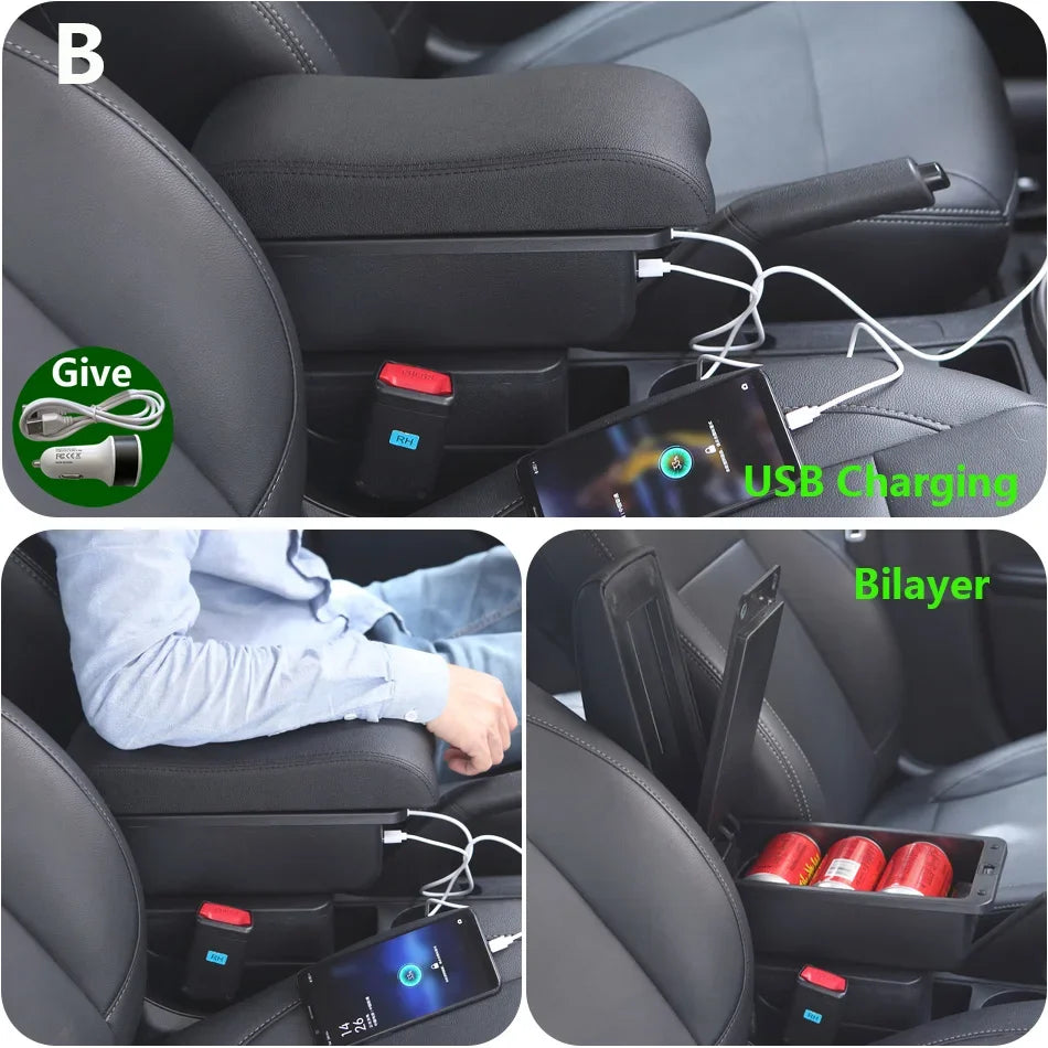 For MAZDA CX-3 Armrest For Mazda 2 Skyactiv Version cx3 Car Armrest Box Storage Box Curved Surface leather Simple installation