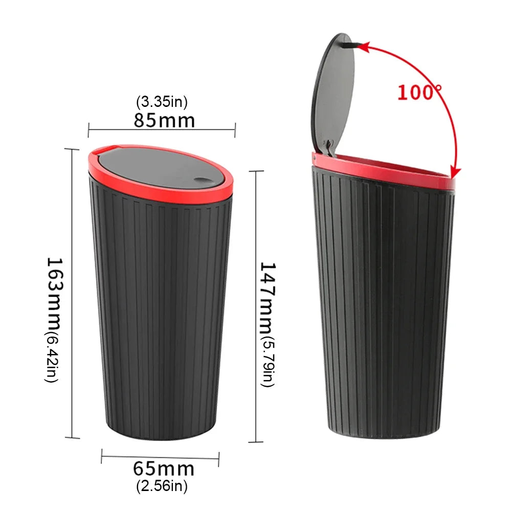 Press Type Car Trash Can Cup Holder Trash Bin with Lid Leakproof Waterproof Car Interior Rubbish Container Trash Can Accessories