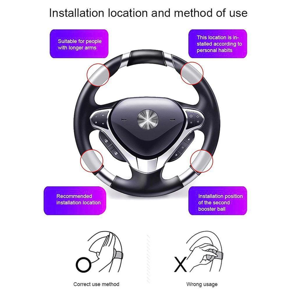 360 Degree Rotation Turning Steering Wheel Booster Spinner Knob Ball Silicone Bearing Power Handle Assistanter