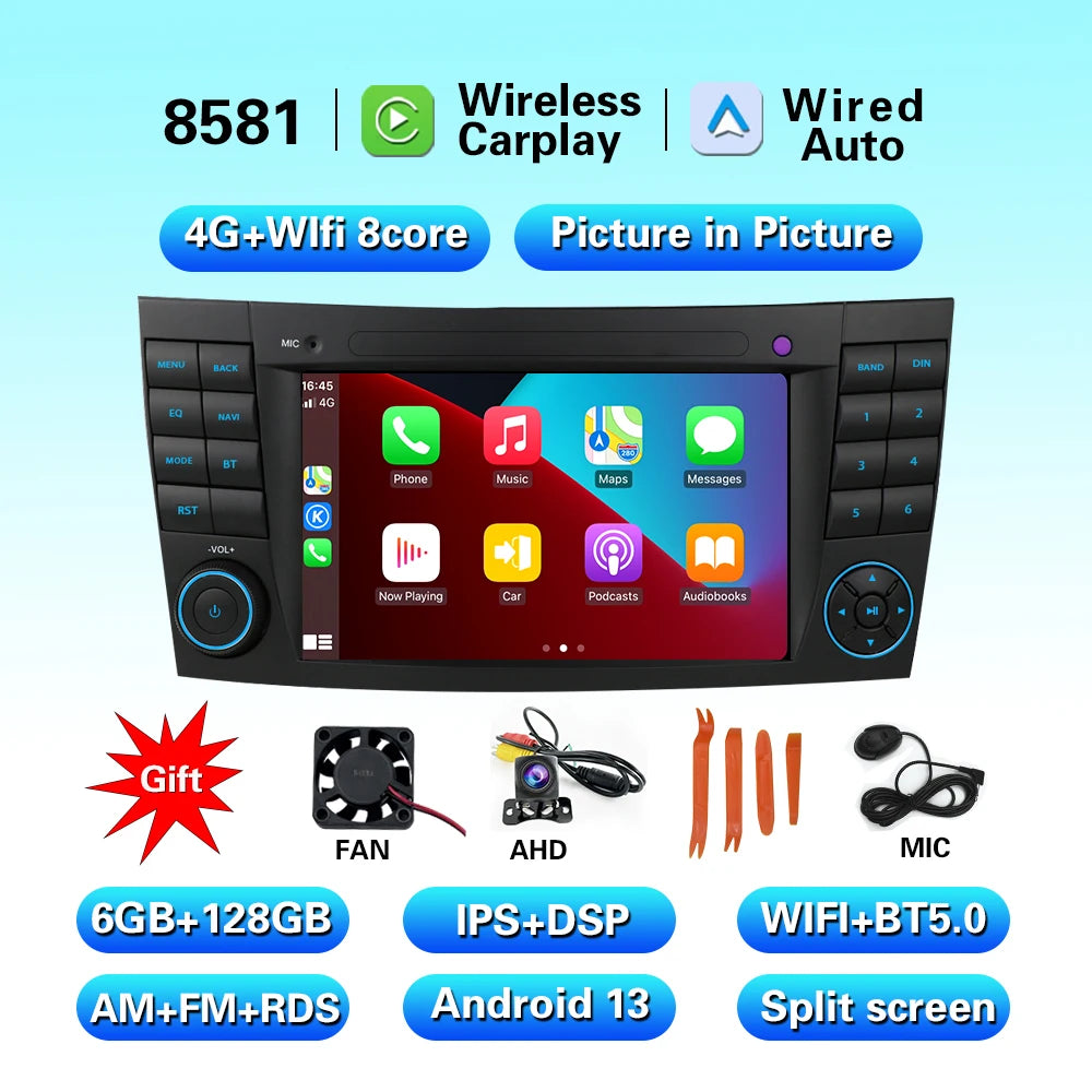 LELV 7inch Touch Screen MP3 Car Multimedia For Benz E-Class W211 2002-2008 Android Radio carplay