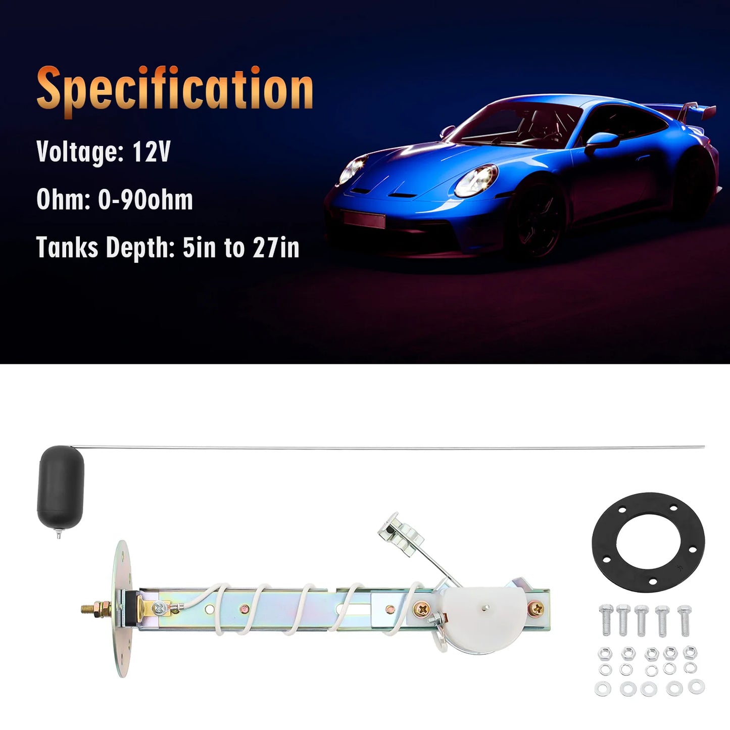 0 ohms Empty 190 ohms Full Fuel Level Sensor / Water Level Stainless Steel Sensor For Auto Car Boat Gauge Tank Level Indicato