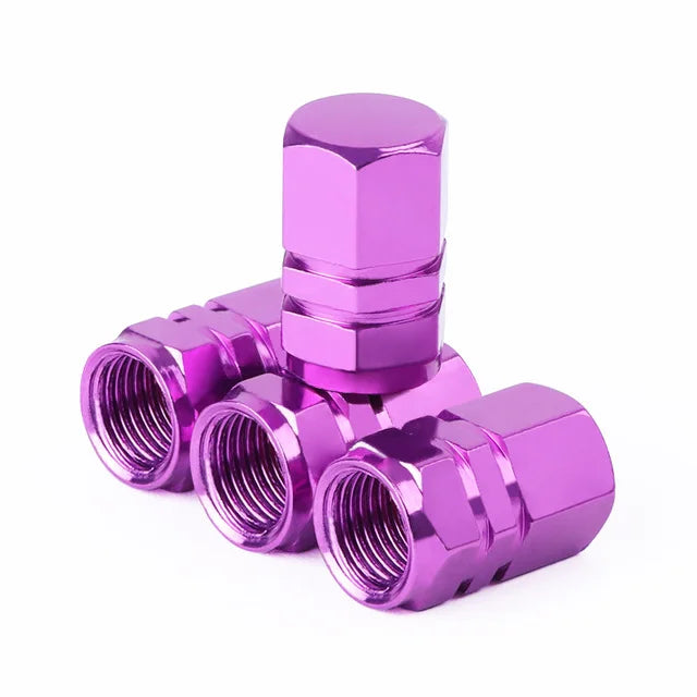 4 Pcs Aluminum Car Tire Valve Caps Hex Alloy Tyre Valve Airtight Cover Waterproof Dust For Automobiles Motorcycles Trucks Bikes