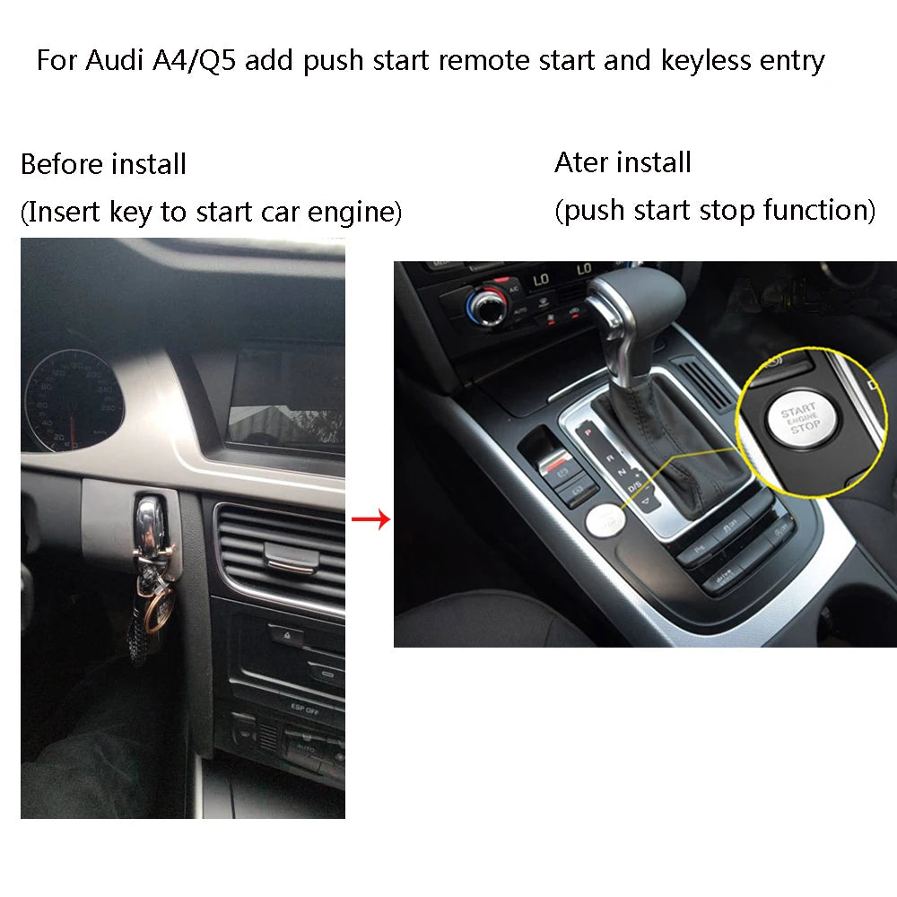 For Audi A4 Q5 S5 A5 2008-2017 Original Car without Push Start Upgrade Push Start Remote Start Keyless Entry Eystem Plug Play