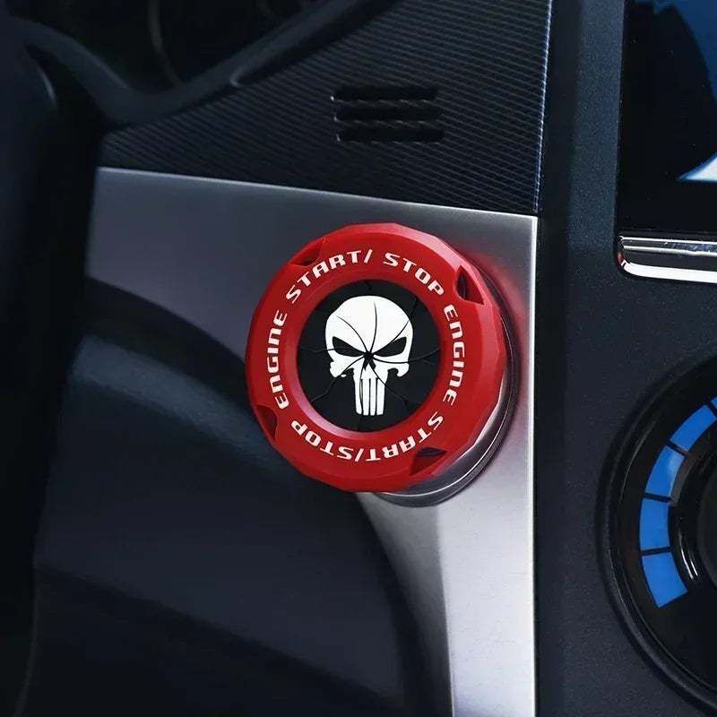 Car One-touch Start Stop Button Cover Decorative Ring Creative Knob Ignition Switch Modified Universal Printed Protective Cover