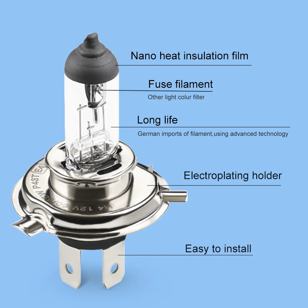 2pcs H4 55W 12V 4300K Headlights Super Bright White Fog Halogen Bulb Car Head Light Lamp Car Styling Car Light Source