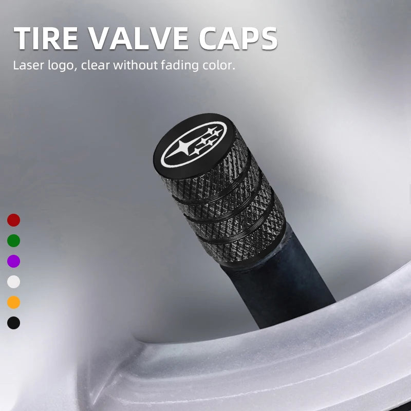4pcs Metal Car Tire Valve Cap Car Tyre Air Stems Cover For SUBARU Forester Impreza Legacy Outback WRX STI BRZ XV Car Accessories