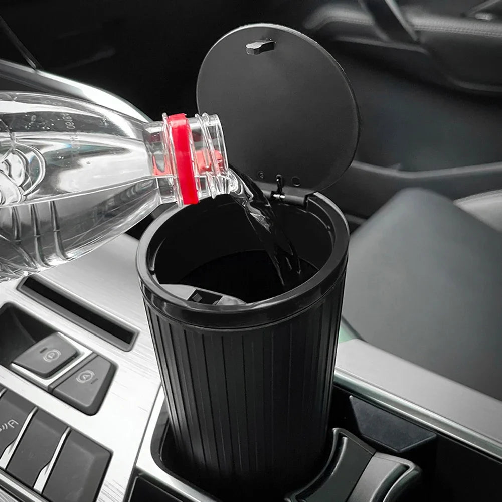 Press Type Car Trash Can Cup Holder Trash Bin with Lid Leakproof Waterproof Car Interior Rubbish Container Trash Can Accessories