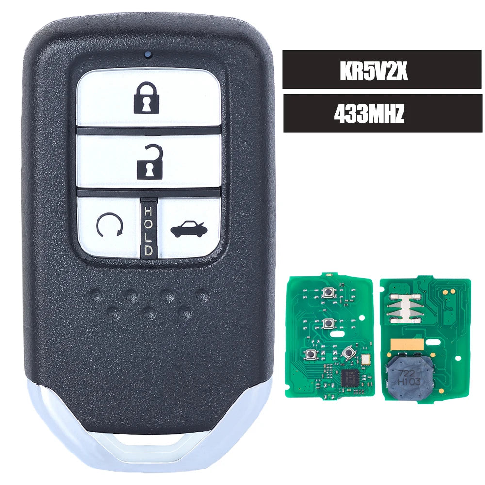 KEYECU KR5V2X 433MHz ID47 Original Chip Promixity Car Remote Control Key For Honda Fit City Greiz Jazz XRV Venzel HRV CRV