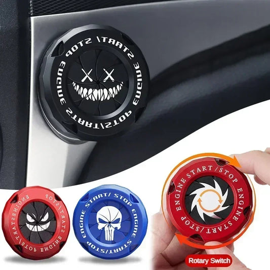 Car One-touch Start Stop Button Cover Decorative Ring Creative Knob Ignition Switch Modified Universal Printed Protective Cover