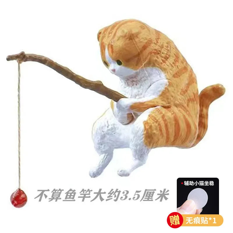 Fishing cat Car Interior Decoration Cute Resin With Pipe Glasses Auto Rearview Mirror Pendant Air outlet For Car Accessories