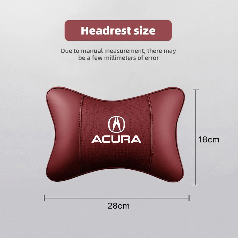 Car Leather Seat Headrest Neck Pillow Head Cushioning Accessories For Acura MDX RDX TSX RSX Integra TL RL NSX TLX ILX ZDX RLX