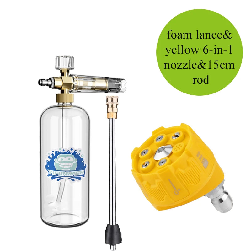Car Wash Accessories Snow Foam Lance With 1/4 Quick Connection High Pressure Washer Adjustable Spray Nozzle Full transparency