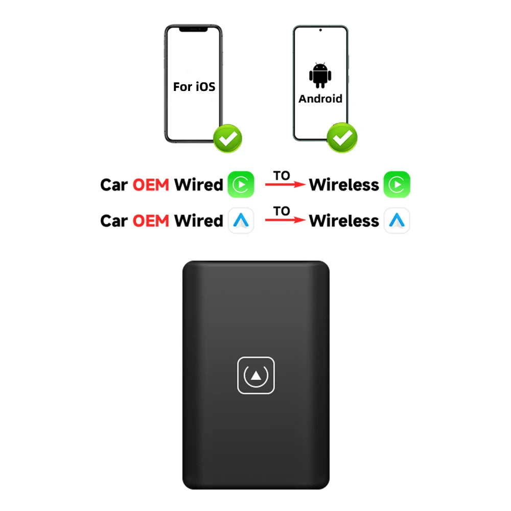 TIMEKNOW New Wireless CarPlay Android Auto Wireless Adatper Smart Mini Box Plug and Play BT WiFi Fast Connect