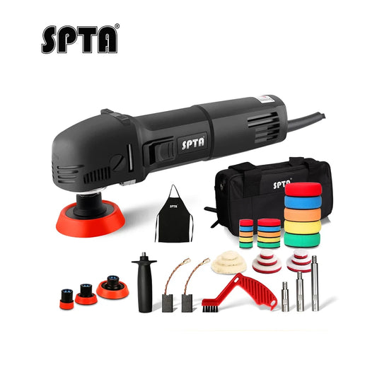 SPTA 3" Polishing Machine Mini Car Polisher Home DIY Auto Micro Rotary Polisher with 29pcs Car Polishing Pad Set