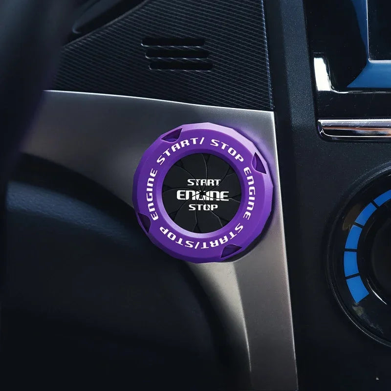 Car One-touch Start Stop Button Cover Decorative Ring Creative Knob Ignition Switch Modified Universal Printed Protective Cover