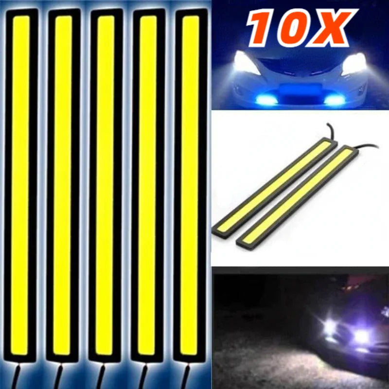 10PCS 17CM LED DRL Waterproof Driving Daytime Running Lights Strip 12V COB LED Car Aluminum Stripes Lights